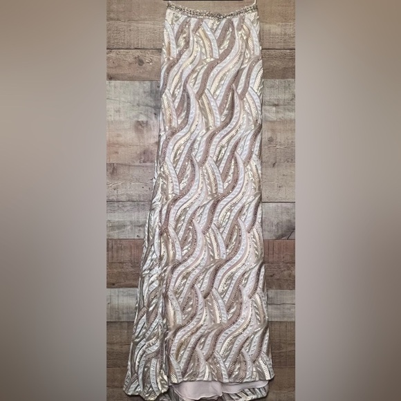 2 Piece Madison James Champagne Size 0 Prom NWT Formal Evening Pageant Wedding - Picture 4 of 13